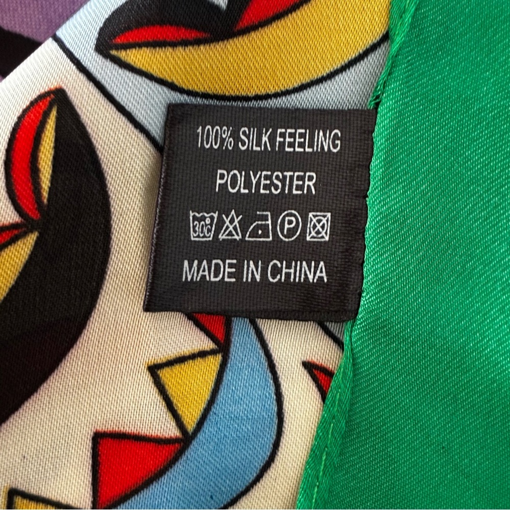 Vibrant Abstract Multicolored Large Square Polyester Scarf - Picture 6 of 9
